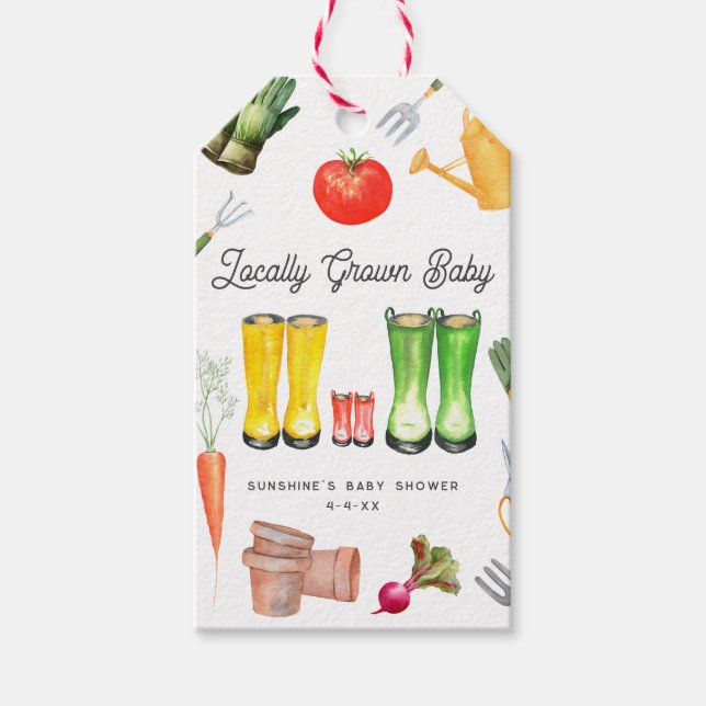 Grosse Red Boots Garden Baby Dusche Geschenkanhänger (Vorderseite)