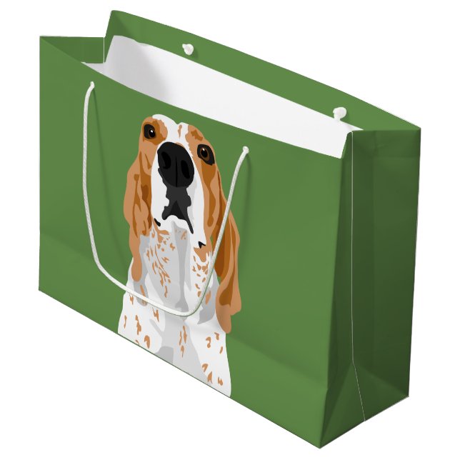 Große Redtick Coonhoundkopf-Geschenktasche Große Geschenktüte (Vorderseite Schrägansicht)