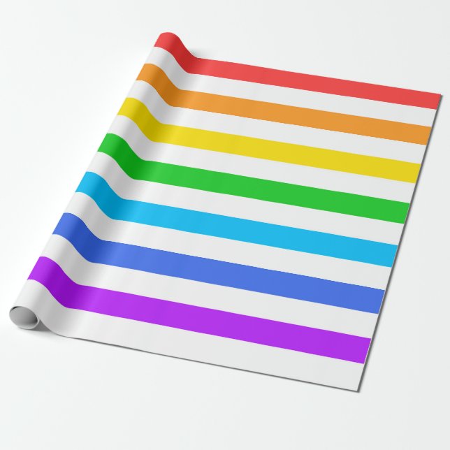 Große Regenbogenfarben und weiße Streifen Geschenkpapier (Ungerollt)