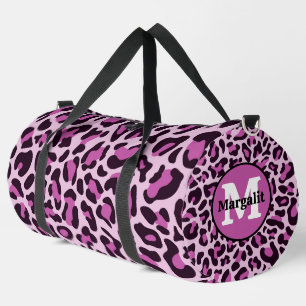 Große Reisetasche mit lila Leopardendruck und Mono Duffle Bag