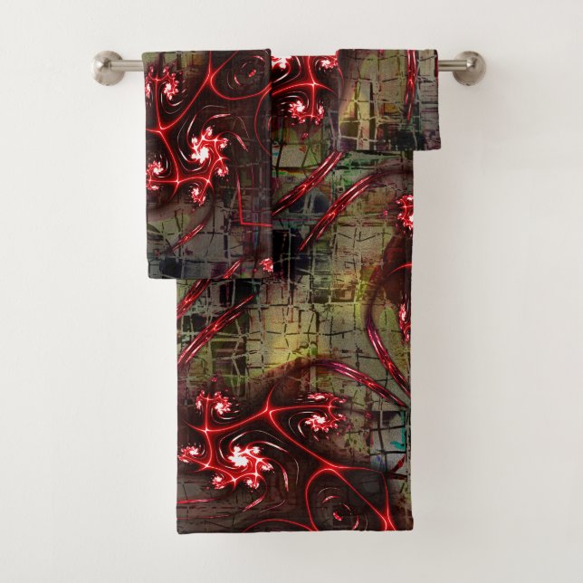 Große Relation von seltsamem Fraktal über gealtert Badhandtuch Set (Insitu)