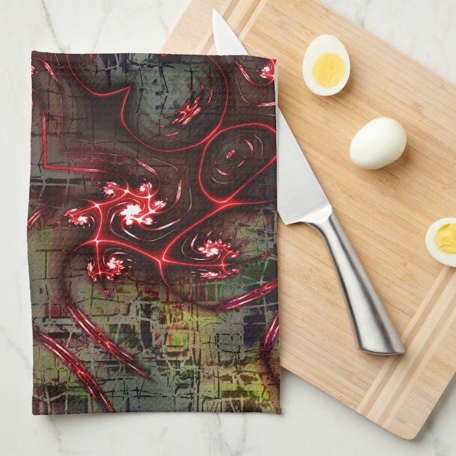 Große Relation von seltsamem Fraktal über gealtert Geschirrtuch (Viertel Falte)