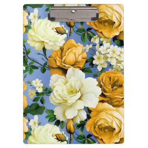 Große Retro-Gelbe Rosenblume Klemmbrett