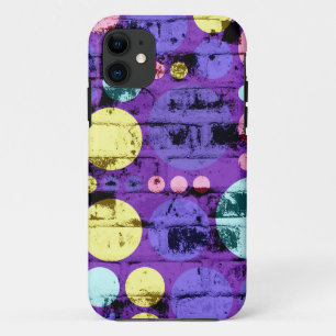 Große Retro-Polka-Punkte Gelb Lila Grunge Case-Mate iPhone Hülle