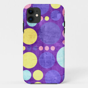 Große Retro-Polka-Punkte Gelb Lila Vintage iPhone 11 Hülle