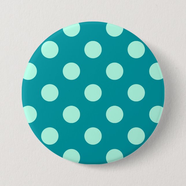 Große Retro Punkte - Aqua und Türkis Button (Vorderseite)