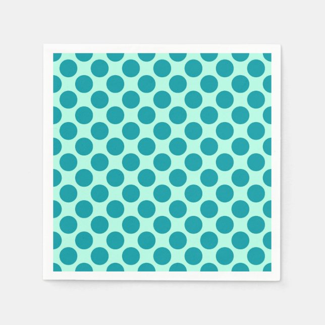 Große Retro-Punkte - Aqua und Türkis Serviette (Vorderseite)