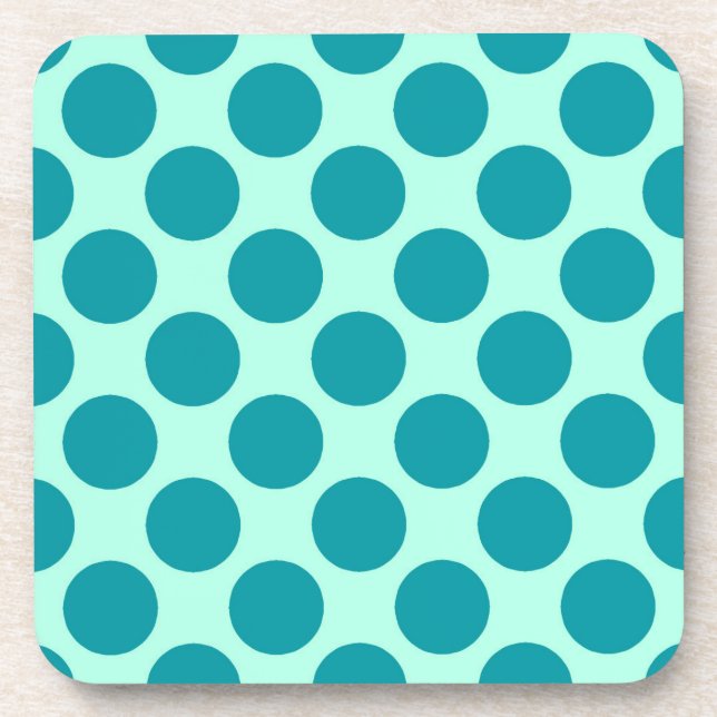 Große Retro-Punkte - Aqua und Türkis Untersetzer (Vorderseite)