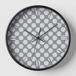 Große Retro-Punkte - Graustufen Uhr