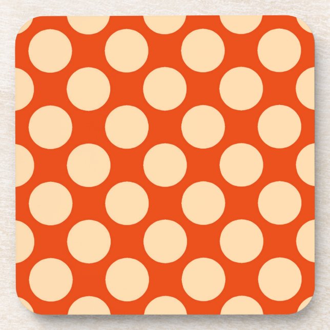 Große Retro-Punkte - hellorange und Mandarine Getränkeuntersetzer (Vorderseite)