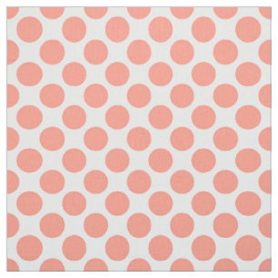 Große Retro Punkte - korallenrotes rosa und Weiß Stoff