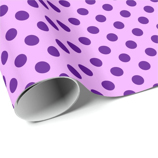 Große retro Punkte - lila auf Orchidee Geschenkpapier (Rolleneckpunkt)