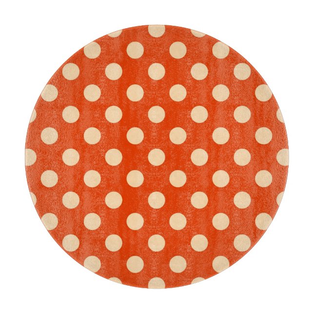 Große Retro-Punkte - Mandarin und Blassorange Schneidebrett (Vorderseite)