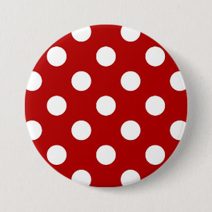 Große Retro Punkte - Rot und Weiß Button