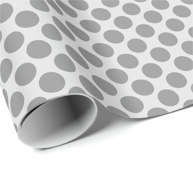 Große Retro Punkte - Schatten von Grauem/von Grau Geschenkpapier (Rolleneckpunkt)