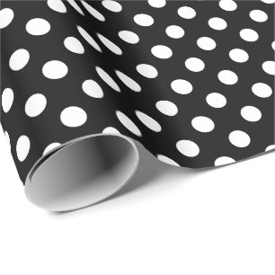Große Retro Punkte - Schwarzweiss Geschenkpapier