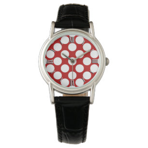 Große Retro-Punkte - weiß und rot Armbanduhr