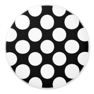 Große Retro Punkte - Weiß und Schwarzes Keramikknauf