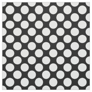 Große Retro Punkte - Weiß und Schwarzes Stoff