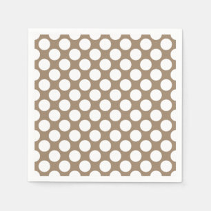 Große Retro Punkte - Weiß und Taupe bräunen sic Serviette