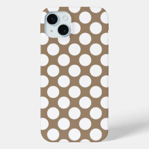 Große Retro-Punkte - weiß und taupebraun Case-Mate iPhone Hülle