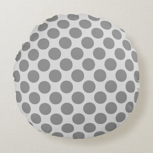 Große Retrodots - grau/grau Rundes Kissen (Vorderseite)