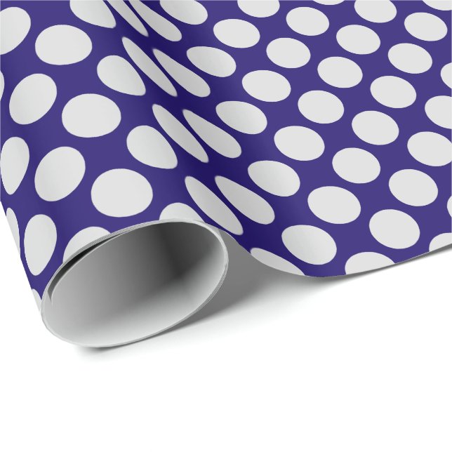 Große Retrodots - Marine und grau / grau Geschenkpapier (Rolleneckpunkt)