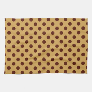 Große Retrodots - schokoladenbraun auf Karamelll Geschirrtuch