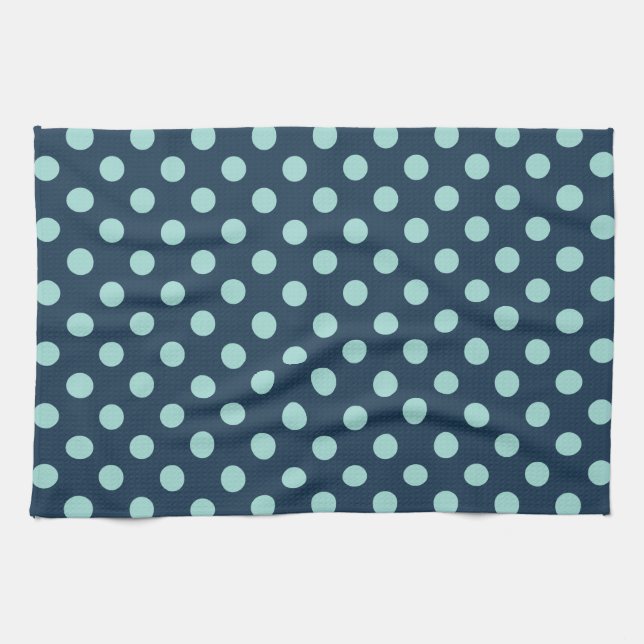 Große Retropunkte - Licht auf dunkelblauem Denim Geschirrtuch (Horizontal)