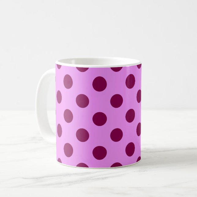 Große Retropunkte - Pflaume auf orchidem Hintergru Kaffeetasse (Vorderseite Links)