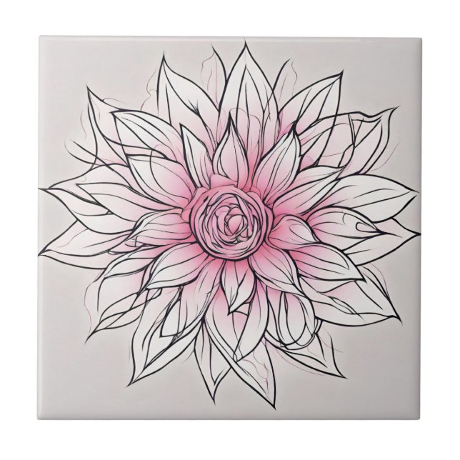 Große rosa Abstrakte Blume Fliese (Vorderseite)