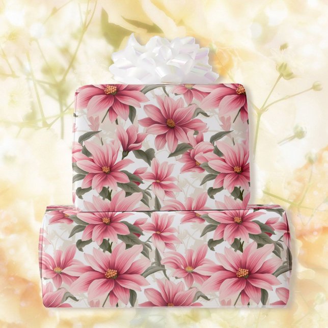 Große rosa Blume Brautparty Blumengiftpackung Geschenkpapier (Von Creator hochgeladen)