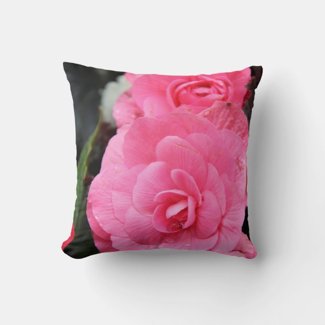 Große rosa Blume im Frühjahrstagsposter Kissen (Vorderseite)