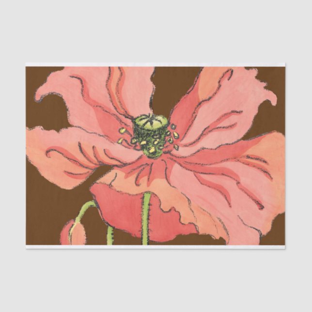 Große rosa Blume mit tiefrotem Hintergrund Seidenpapier (Vorderseite)