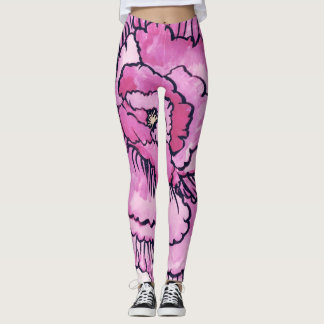 Große rosa Blume Sammlung Leggings