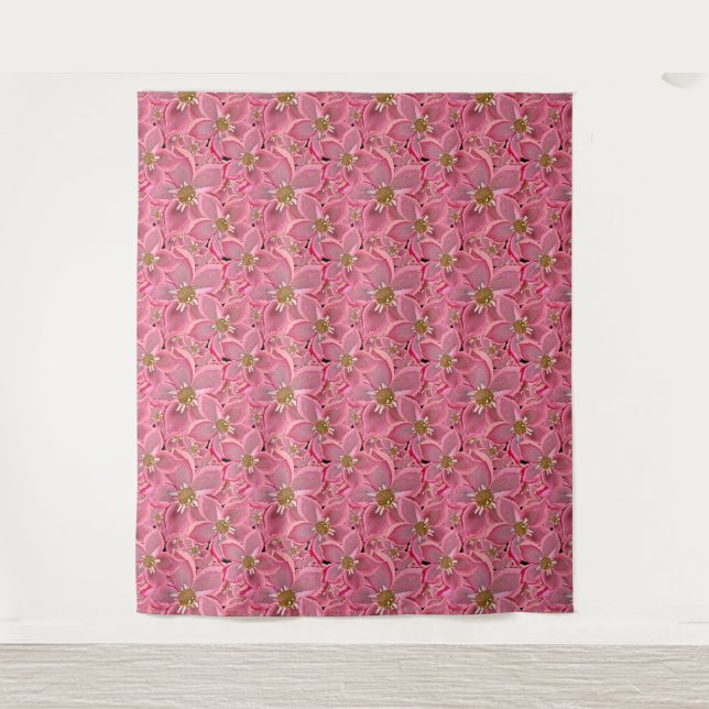 Große rosa Blumen. Wandteppich (Vorderseite)