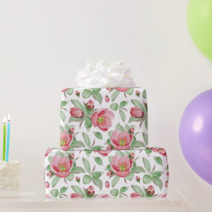 Große rosa Magnolienblüten auf Weiß Geschenkpapier