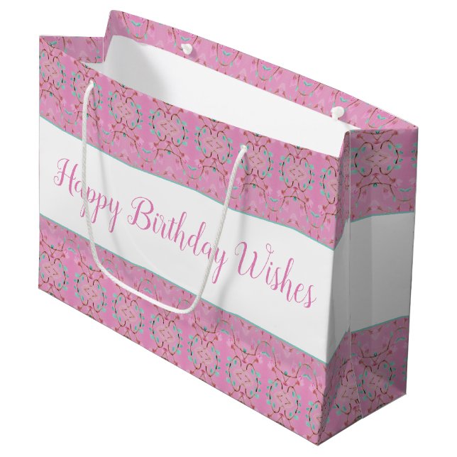 Große rosa Tasche Stilpapier Geburtstagsgeschenkta Geschenktüte (Vorderseite Schrägansicht)