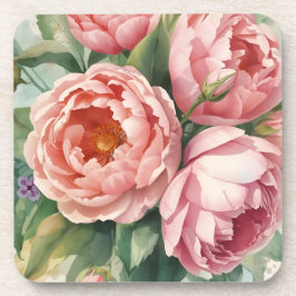 Große rosa Vintage-Blumen Getränkeuntersetzer