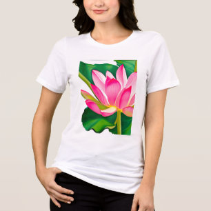 Große rosa Wasserlilie mit smaragdgrünen Blätter Tri-Blend Shirt