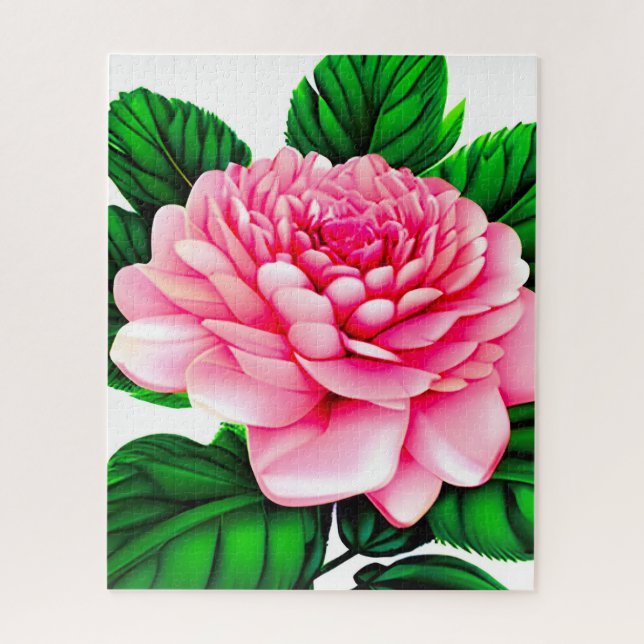Große rosafarbene Peony mit smaragdgrünen Blätter Puzzle (Vertikal)