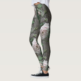 Große Rose auf Holz Leggings