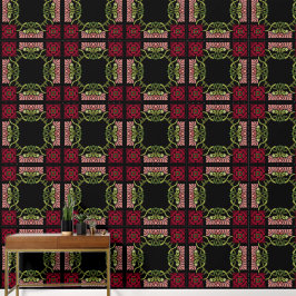 Große Rose Goth Art Nouveau und Dahlia Red Tapete