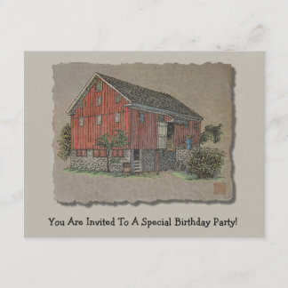 Große rote Bank-Scheune Einladung