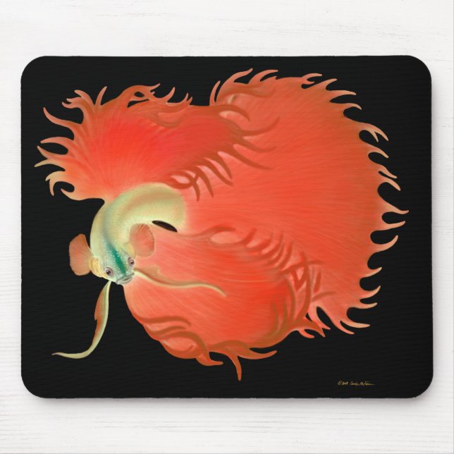 Große rote Betta Fische Mousepad (Vorne)