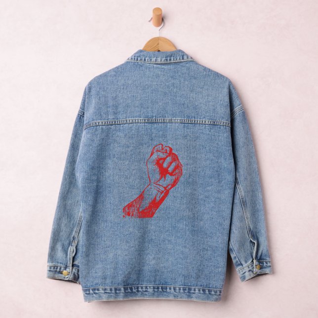 Große rote erhobene Faust Jeansjacke (Hangar)