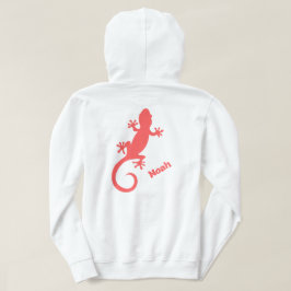 Große rote Gecko-Silhouette und Ihr Name Hoodie