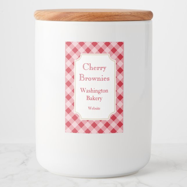 Große rote Gingham-Etiketten  Lebensmitteletikett (Vorderseite)