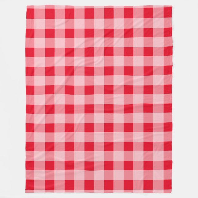 Große rote Gingham-Muster Fleece Picknickdecke (Vorderseite)