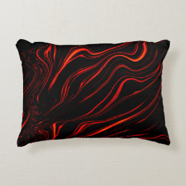 Große rote lange Spuren über schwarzem Hintergrund Dekokissen